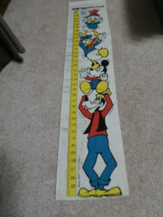 Vintage Walt Disney Productions Wall Hanging Growth Chart 1960 