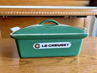 Le Creuaet Enameled Cast Iron Baker With Lid Never Been Green Vintage