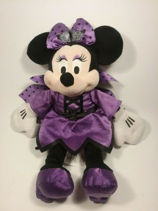 Disney Store Minnie Mouse Purple Bat Halloween Costume Dress Plush 15 "