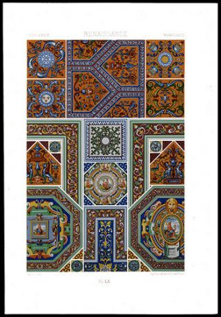 Enameled Tiles From The Renaissance 1877 Auguste Racinet Chromolithograph