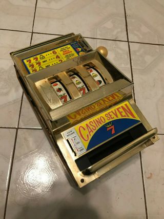 Vintage Casino Seven Waco One Arm Bandit Slot Machine Royal King Crown Toy