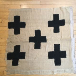 Antique Signal Flag Wool 5 Black Crosses Naval No.  0