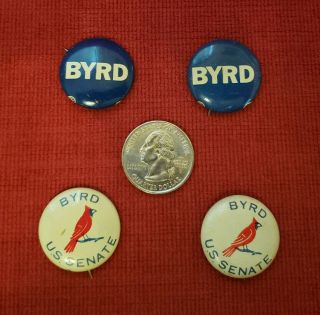 4 Vintage Harry F.  Byrd U.  S.  Senate Pin Back Buttons