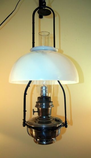Vintage Hanging Aladdin Kerosene Lamp Model 12 Burner With Shade (electric)