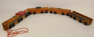 Vintage Cass Toys Wooden Train Set Of 4 (1) Locomotive Engine 205 And (3) Cars