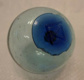 Vintage Glass Fishing Float Mark Cobalt Blue Seal 2.  25 " Japanese G125 Gift