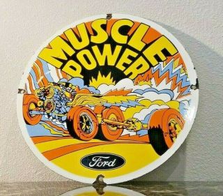 Vintage Ford Motors Company Porcelain Auto Gas Muscle Power Service Station Sign