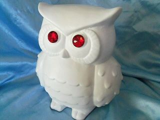 Ceramic Owl Piggy Bank With Luminous Jeweled Eyes