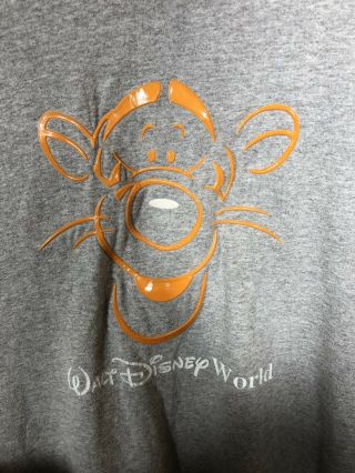 Walt Disney World Tigger T Shirt Mens 2 Xl Grey With Orange Embroidery