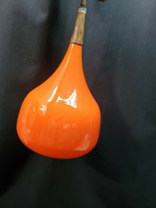 Vintage 1970 ' s Swag Bright Orange Hanging Lamp,  Hershey ' s Kiss Shape 10.  5 