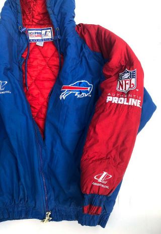 Vintage Buffalo Bills Logo Athletic Pro Line Game Coat Puffer Size XL NFL Ex 3