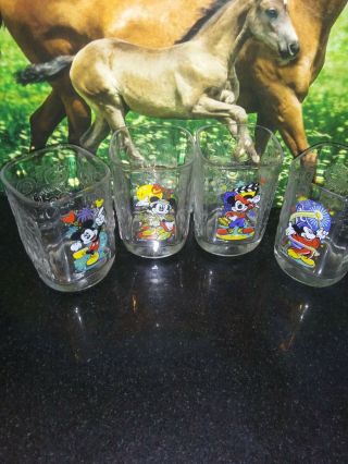 Set Of 4 Millennium 2000 Disney World Mickey Mouse Glasses - Mcdonalds