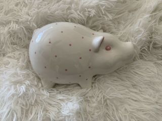 Tiffany & Co.  Ceramic Piggy Bank - Hand Painted Pink Polka Dots