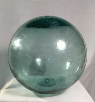 Vintage Blue Green Japanese Glass Fishing Float - 7 " Diameter