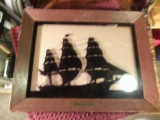 Vintage Picture Clipper Ship Silhouette Reverse " Flying Cloud " By C.  & A Richar