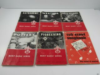 6 Vintage Boy Cub Scout Merit Badge Song Books : 1960 – 1966