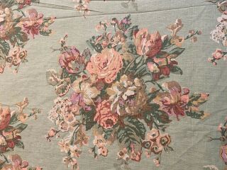 VTG Ralph Lauren King Flat Bed Sheet Green Floral USA Made 3