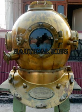 Antique Morse 18 " Scuba Divers Diving Helmet Us Navy Mark Deep Sea Marine Diver