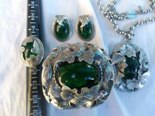 Vintage Whiting & Davis /hinged Bracelet,  Ring,  Necklace And Earrings.