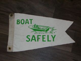 Vintage Antique Boat Safely Flag Pennant Banner Cloth Canvas 2 Sided