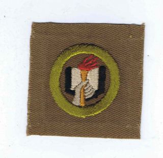 1911 - 1933 Scholarship 4 Flames 4 Fingers Square Merit Badge