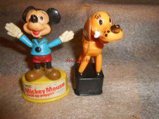 Vintage Push Up Toys Mickey Mouse And Dog