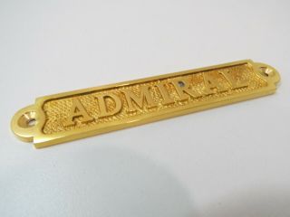 1 x 5 Solid Brass Admiral Sign Plaque - (B5C290) 2