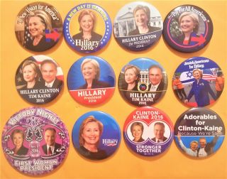 12 Hillary Clinton For President 2016 Campaign Buttons Democrat Pinbacks
