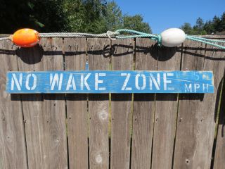 48 Inch Wood Hand Painted No Wake Zone 5mph Sign Nautical Seafood (s800)