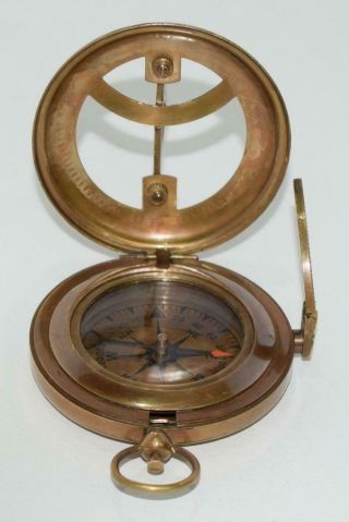 Vintage Maritime Brass Sundial Compass Push Open Pocket Compass Gift 3
