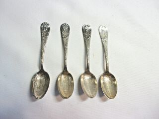 Set Of (4) Silverplate 1893 Columbian Exposition Worlds Fair Souvenir Spoons