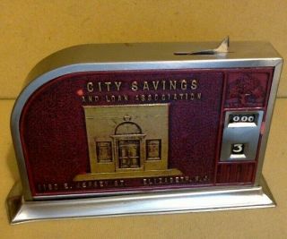 Vintage Still Bank.  Metal.  Nj City Savings & Loan Assoc.  No Key.