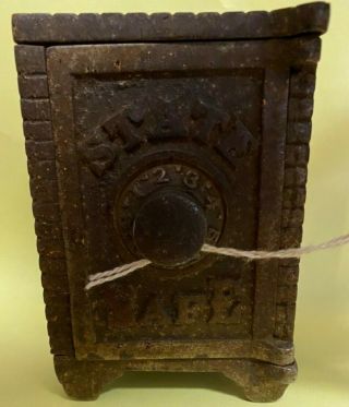 Antique Cast Iron State Safe Bank - 4 Inches Tall