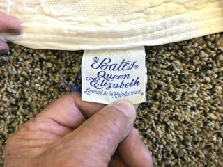 Vintage Bates Queen Elizabeth Queen Size White Cotton Bedspread