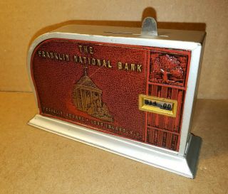 Vintage Franklin National Bank Long Island Coin Dime Bank By Zell / No Key