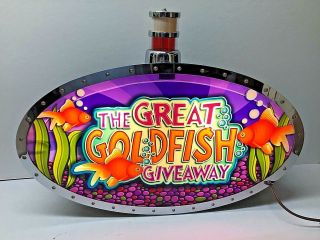 Vintage " The Great Goldfish Giveaway " Slot Machine Topper Light / Sign