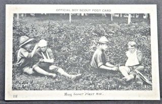Official Boy Scout Postcard 12 Boy Scouts Practicing First Aid