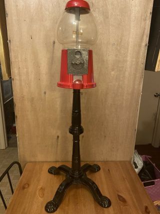 Vintage 1985 Carousel Gumball Machine With Cast Iron Stand 38” High