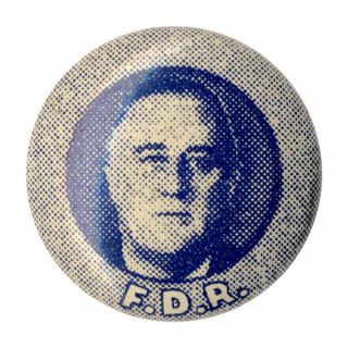 Vintage 1930s Franklin Roosevelt F.  D.  R.  Campaign Mini Picture Button (1802)