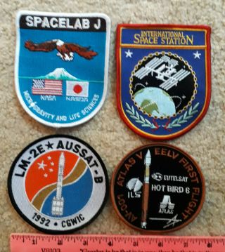 4 Nasa Space Station & Atlas And Long March Rocket Patches