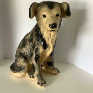 Vintage Plaster Chalkware Spotted Dog Still Coin Bank Mexico Large 12 "
