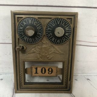 Vintage Us Post Office Mailbox Door Brass Dual Dial Eagle 109
