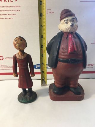 Antique Wimpy & Olive Oyl Cast Iron Bank From Popeye The Sailor Man Show