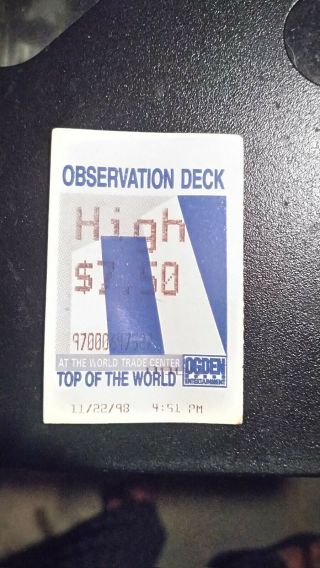 Pre 9/11 World Trade Center Observation Deck Ticket Top Of The World 11/22/98