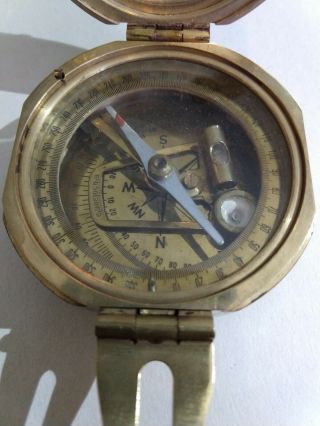 Vintage Antique Solid Brass Natural Sine Stanley London Compass