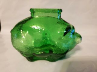 Small Green Glass Piggy Bank