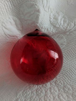 Vintage Glass Fishing Float In Red 6 "