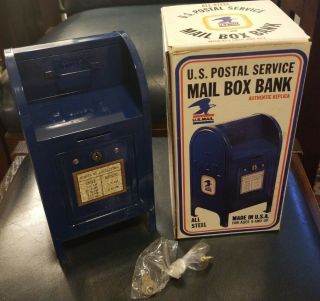 Vintage Us Postal Service Usps Mail Box Bank - All Steel - Locking - W Key