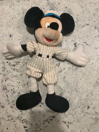 Vintage Mickey Mouse Stuffed Baseball Player Plush Walt Disney World Disneyland