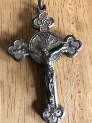 Vintage Saint Anthony Claret Relic Cross Crucifix Pendant.  Opens In The Back.